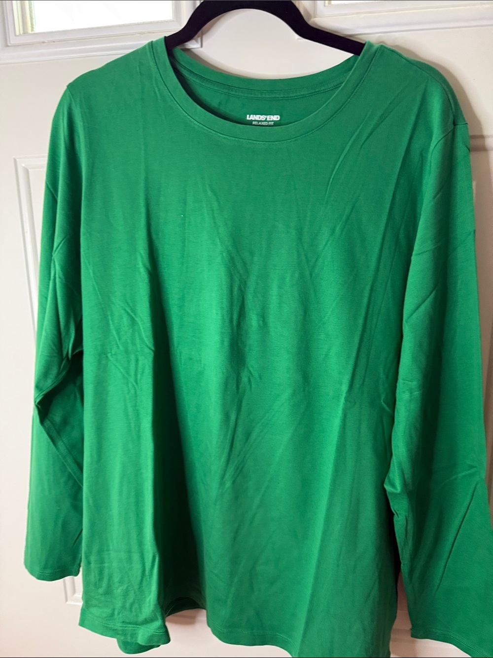 Lands' End Supima women’s Long-Sleeve Crewneck in Kelly Green